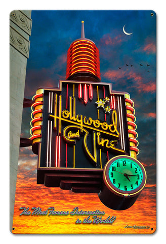 HOLLYWOOD AND VINE Vintage Sign Metal Sign
