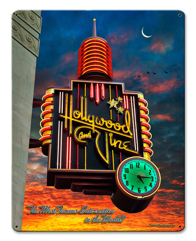 HOLLYWOOD AND VINE Vintage Sign Metal Sign