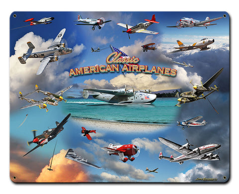 Airplane Collage Vintage Sign Metal Sign