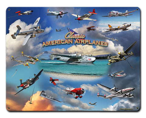Airplane-Collage-Vintage-Sign-Metal-Sign