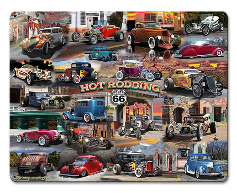 HOT ROD COLLAGE Vintage Sign Metal Sign
