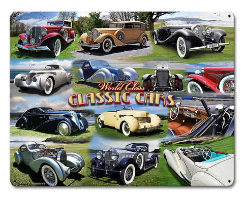 CLASSIC CAR COLLAGE Vintage Sign Metal Sign