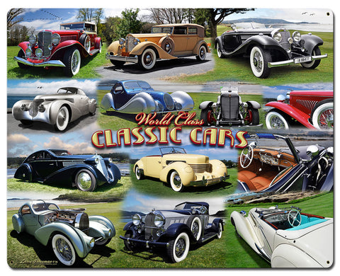 CLASSIC CAR COLLAGE Vintage Sign Metal Sign