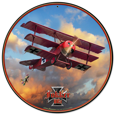 Fokker Tri-Plane Vintage Sign Metal Sign