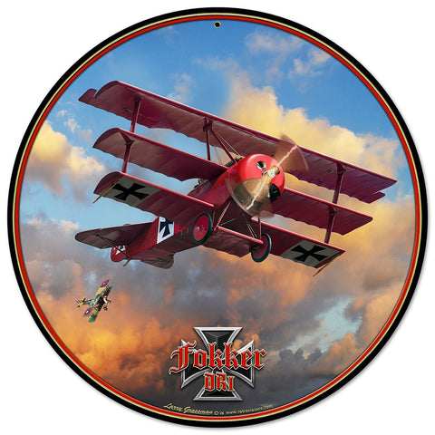 Fokker Tri-Plane Vintage Sign Metal Sign