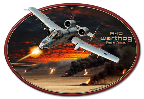 A-10 Warthog Oval Metal Sign