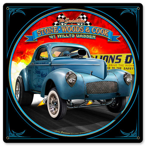 1941 S.W.C. Willys Gasser Metal Sign