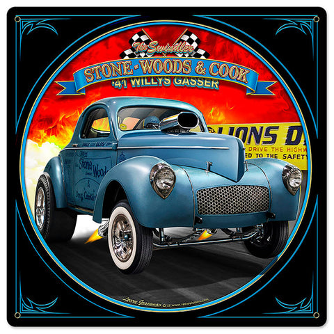 1941 S.W.C. Willys Gasser Metal Sign