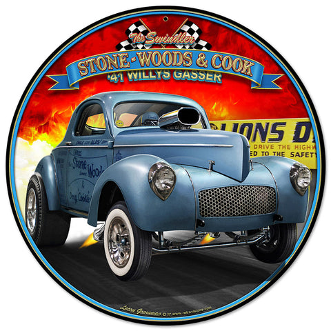 1941 S.W.C. Willys Gasser Metal Sign