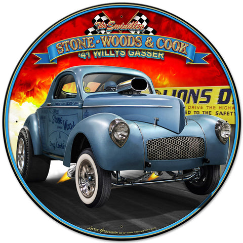 1941 S.W.C. Willys Gasser Metal Sign