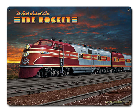 Rocket-Train-Metal-Sign