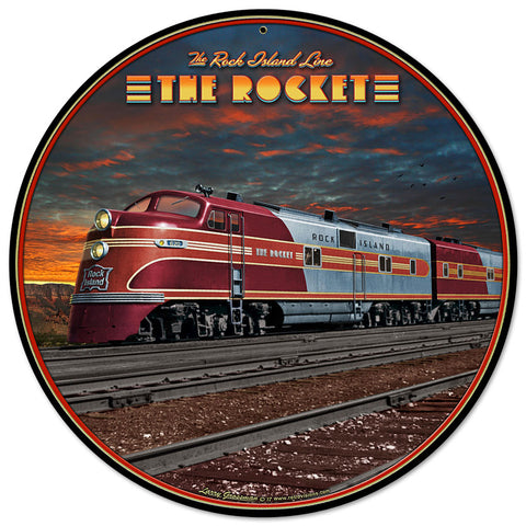 Rocket Train Metal Sign