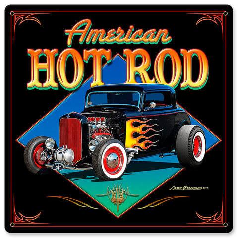 American-Hot-Rod-'32-Metal-Sign