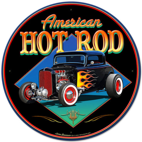 American-Hot-Rod-'32-Metal-Sign