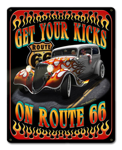 Kicks-on-Rt.-66-Metal-Sign
