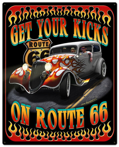 Kicks-on-Rt.-66-Metal-Sign