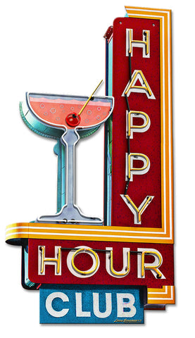 Happy Hour Club Vintage Sign Metal Sign