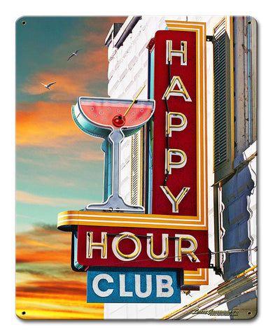 Happy Hour Club Vintage Sign Metal Sign
