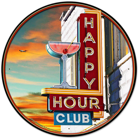 Happy Hour Club Vintage Sign Metal Sign