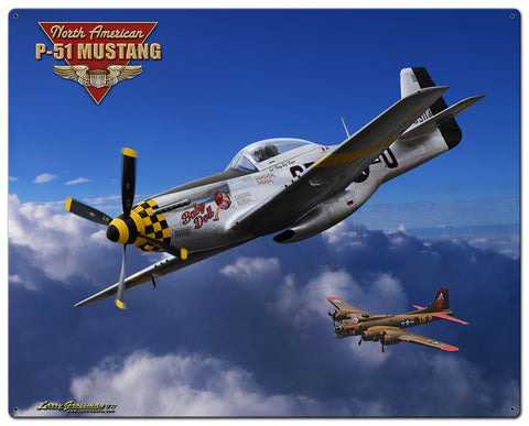P-51 Mustang Vintage Sign Metal Sign