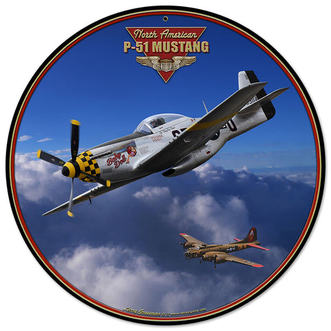 P-51 Mustang Vintage Sign Metal Sign