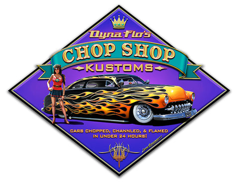 Dyna Flo's Chop Shop Vintage Sign Metal Sign