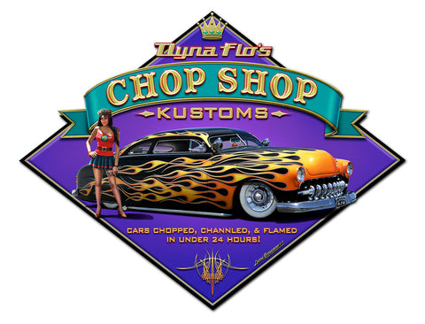 Dyna Flo's Chop Shop Vintage Sign Metal Sign