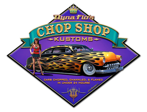 Dyna Flo's Chop Shop Vintage Sign Metal Sign