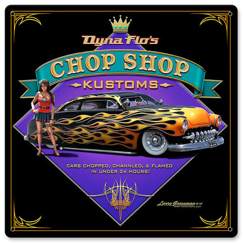 Dyna-Flo's-Chop-Shop-Vintage-Sign-Metal-Sign