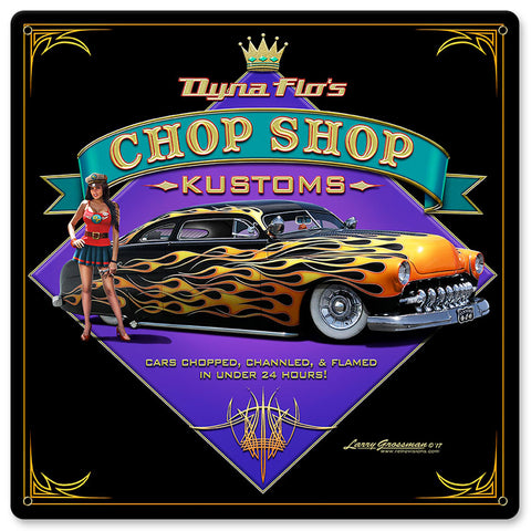 Dyna Flo's Chop Shop Vintage Sign Metal Sign