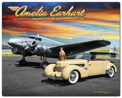 Amelia Earhart Vintage Sign Metal Sign