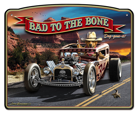 3- D Bad To The Bone Rat Rod Vintage Sign Metal Sign
