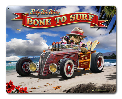 Bone to Surf Vintage Sign Metal Sign
