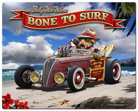 Bone to Surf Vintage Sign Metal Sign