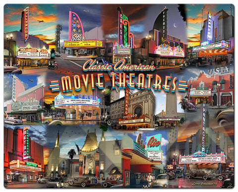 Movie Theater Collage Vintage Sign Metal Sign