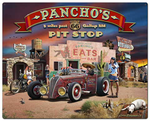 Route 66 Pancho's Vintage Sign Metal Sign