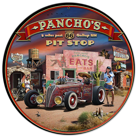 Route 66 Pancho's Vintage Sign Metal Sign