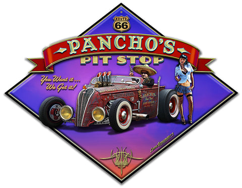 Route 66 Pancho's Vintage Sign Metal Sign