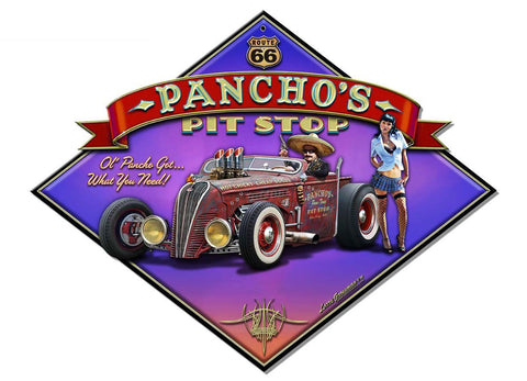 Pancho's Rt 66 Vintage Sign Metal Sign