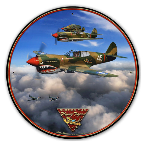 P-40-Flying-Tigers-Vintage-Sign-Metal-Sign