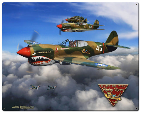 P-40 Flying Tigers Vintage Sign Metal Sign