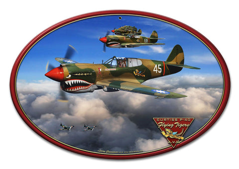 P-40 Flying Tigers Vintage Sign Metal Sign