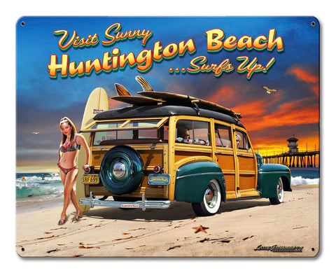Huntington Beach Vintage Sign Metal Sign