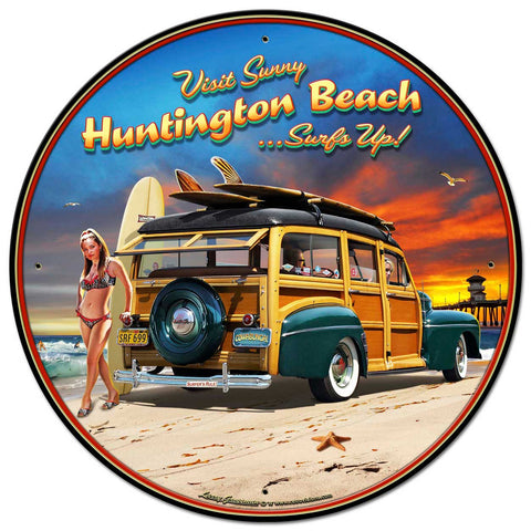 Huntington Beach Vintage Sign Metal Sign