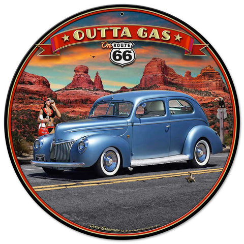 1939 Rod Sedan Rt 66 Vintage Sign Metal Sign