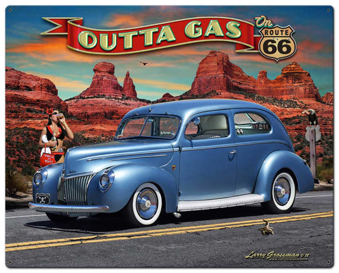 1939 Rod Sedan Rt 66 Vintage Sign Metal Sign
