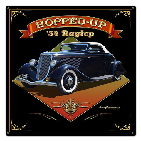 1934 Ragtop Rod Vintage Sign Metal Sign