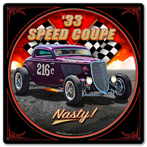 1933 Speed Coupe Vintage Sign Metal Sign