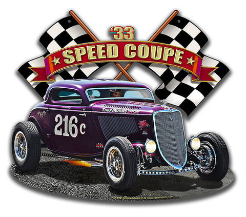 1933 Speed Coupe Vintage Sign Metal Sign
