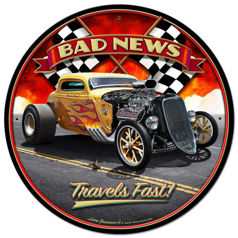 1933 Bad News Vintage Sign Metal Sign